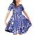 Blue Palaka Japanese Patterns Family Matching Off Shoulder Short Dress and Hawaiian Shirt Koi Fish Asanoha Sakura Patchwork Stylized - Polynesian Pride