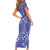 Blue Palaka Japanese Patterns Family Matching Short Sleeve Bodycon Dress and Hawaiian Shirt Koi Fish Asanoha Sakura Patchwork Stylized - Polynesian Pride