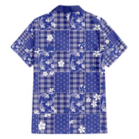 Blue Palaka Japanese Patterns Family Matching Summer Maxi Dress and Hawaiian Shirt Koi Fish Asanoha Sakura Patchwork Stylized - Polynesian Pride