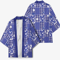 Blue Palaka Japanese Patterns Kimono Koi Fish Asanoha Sakura Patchwork Stylized - Polynesian Pride