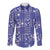 Blue Palaka Japanese Patterns Long Sleeve Button Shirt Koi Fish Asanoha Sakura Patchwork Stylized - Polynesian Pride
