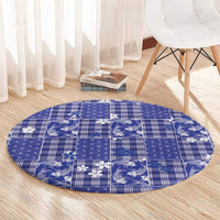 Blue Palaka Japanese Patterns Round Carpet Koi Fish Asanoha Sakura Patchwork Stylized LT14 - Polynesian Pride