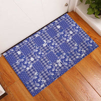 Blue Palaka Japanese Patterns Rubber Doormat Koi Fish Asanoha Sakura Patchwork Stylized - Polynesian Pride