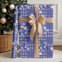 Blue Palaka Japanese Patterns Wrapping Paper Koi Fish Asanoha Sakura Patchwork Stylized - Polynesian Pride