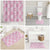 Pink Palaka Japanese Patterns Bathroom Set Koi Fish Asanoha Sakura Patchwork Stylized - Polynesian Pride
