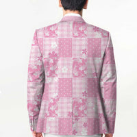 Pink Palaka Japanese Patterns Blazer Koi Fish Asanoha Sakura Patchwork Stylized - Polynesian Pride