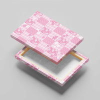 Pink Palaka Japanese Patterns Canvas Wall Art Koi Fish Asanoha Sakura Patchwork Stylized - Polynesian Pride