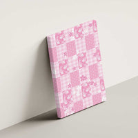 Pink Palaka Japanese Patterns Canvas Wall Art Koi Fish Asanoha Sakura Patchwork Stylized - Polynesian Pride