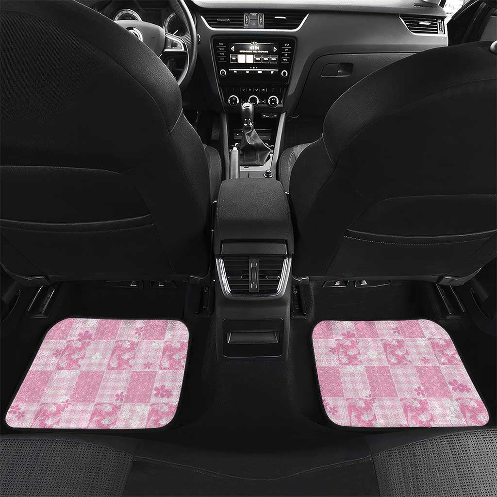 Pink Palaka Japanese Patterns Car Mats Koi Fish Asanoha Sakura Patchwork Stylized - Polynesian Pride