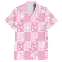 Pink Palaka Japanese Patterns Family Matching Long Sleeve Bodycon Dress and Hawaiian Shirt Koi Fish Asanoha Sakura Patchwork Stylized - Polynesian Pride