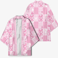 Pink Palaka Japanese Patterns Kimono Koi Fish Asanoha Sakura Patchwork Stylized - Polynesian Pride