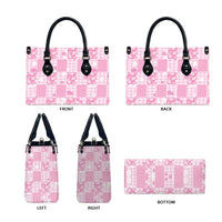 Pink Palaka Japanese Patterns Leather Bag Koi Fish Asanoha Sakura Patchwork Stylized - Polynesian Pride