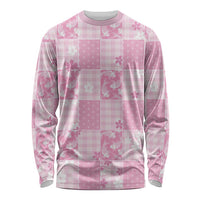 Pink Palaka Japanese Patterns Long Sleeve Shirt Koi Fish Asanoha Sakura Patchwork Stylized - Polynesian Pride