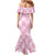 Pink Palaka Japanese Patterns Mermaid Dress Koi Fish Asanoha Sakura Patchwork Stylized - Polynesian Pride