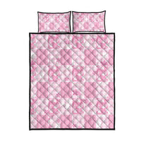 Pink Palaka Japanese Patterns Quilt Bed Set Koi Fish Asanoha Sakura Patchwork Stylized - Polynesian Pride