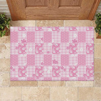 Pink Palaka Japanese Patterns Rubber Doormat Koi Fish Asanoha Sakura Patchwork Stylized - Polynesian Pride