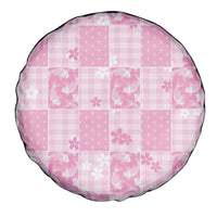 Pink Palaka Japanese Patterns Spare Tire Cover Koi Fish Asanoha Sakura Patchwork Stylized - Polynesian Pride