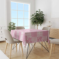 Pink Palaka Japanese Patterns Tablecloth Koi Fish Asanoha Sakura Patchwork Stylized - Polynesian Pride