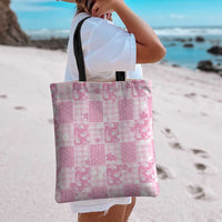 Pink Palaka Japanese Patterns Tote Bag Koi Fish Asanoha Sakura Patchwork Stylized - Polynesian Pride