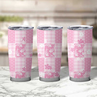 Pink Palaka Japanese Patterns Tumbler Cup Koi Fish Asanoha Sakura Patchwork Stylized - Polynesian Pride