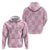 Pink Palaka Japanese Patterns Zip Hoodie Koi Fish Asanoha Sakura Patchwork Stylized - Polynesian Pride