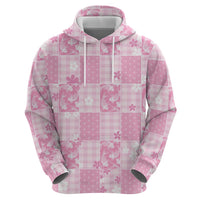 Pink Palaka Japanese Patterns Zip Hoodie Koi Fish Asanoha Sakura Patchwork Stylized - Polynesian Pride