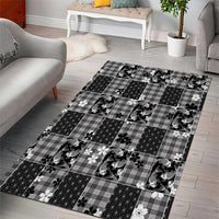 Black Palaka Japanese Patterns Area Rug Koi Fish Asanoha Sakura Patchwork Stylized - Polynesian Pride