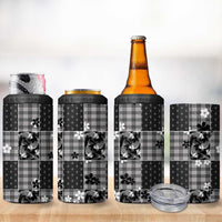 Black Palaka Japanese Patterns 4 in 1 Can Cooler Tumbler Koi Fish Asanoha Sakura Patchwork Stylized - Polynesian Pride