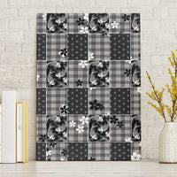 Black Palaka Japanese Patterns Canvas Wall Art Koi Fish Asanoha Sakura Patchwork Stylized - Polynesian Pride