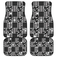 Black Palaka Japanese Patterns Car Mats Koi Fish Asanoha Sakura Patchwork Stylized - Polynesian Pride