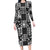 Black Palaka Japanese Patterns Family Matching Long Sleeve Bodycon Dress and Hawaiian Shirt Koi Fish Asanoha Sakura Patchwork Stylized - Polynesian Pride