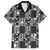 Black Palaka Japanese Patterns Family Matching Off The Shoulder Long Sleeve Dress and Hawaiian Shirt Koi Fish Asanoha Sakura Patchwork Stylized - Polynesian Pride
