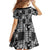 Black Palaka Japanese Patterns Family Matching Off Shoulder Short Dress and Hawaiian Shirt Koi Fish Asanoha Sakura Patchwork Stylized - Polynesian Pride