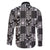 Black Palaka Japanese Patterns Family Matching Off Shoulder Short Dress and Hawaiian Shirt Koi Fish Asanoha Sakura Patchwork Stylized - Polynesian Pride