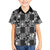Black Palaka Japanese Patterns Family Matching Off Shoulder Short Dress and Hawaiian Shirt Koi Fish Asanoha Sakura Patchwork Stylized - Polynesian Pride