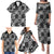 Black Palaka Japanese Patterns Family Matching Puletasi and Hawaiian Shirt Koi Fish Asanoha Sakura Patchwork Stylized - Polynesian Pride