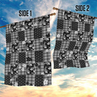 Black Palaka Japanese Patterns Garden Flag Koi Fish Asanoha Sakura Patchwork Stylized - Polynesian Pride