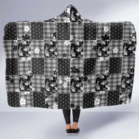 Black Palaka Japanese Patterns Hooded Blanket Koi Fish Asanoha Sakura Patchwork Stylized - Polynesian Pride