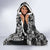 Black Palaka Japanese Patterns Hooded Blanket Koi Fish Asanoha Sakura Patchwork Stylized - Polynesian Pride