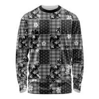 Black Palaka Japanese Patterns Long Sleeve Shirt Koi Fish Asanoha Sakura Patchwork Stylized LT14 Unisex Black - Polynesian Pride