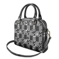 Black Palaka Japanese Patterns Shoulder Handbag Koi Fish Asanoha Sakura Patchwork Stylized - Polynesian Pride