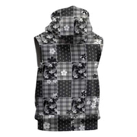 Black Palaka Japanese Patterns Sleeveless Hoodie Koi Fish Asanoha Sakura Patchwork Stylized LT14 - Polynesian Pride