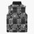 Black Palaka Japanese Patterns Sleeveless Puffer Jacket Koi Fish Asanoha Sakura Patchwork Stylized - Polynesian Pride