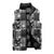 Black Palaka Japanese Patterns Sleeveless Puffer Jacket Koi Fish Asanoha Sakura Patchwork Stylized - Polynesian Pride