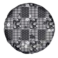 Black Palaka Japanese Patterns Spare Tire Cover Koi Fish Asanoha Sakura Patchwork Stylized - Polynesian Pride