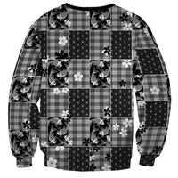 Black Palaka Japanese Patterns Sweatshirt Koi Fish Asanoha Sakura Patchwork Stylized - Polynesian Pride