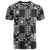 Black Palaka Japanese Patterns T Shirt Koi Fish Asanoha Sakura Patchwork Stylized - Polynesian Pride