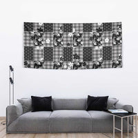 Black Palaka Japanese Patterns Tapestry Koi Fish Asanoha Sakura Patchwork Stylized - Polynesian Pride