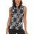 Black Palaka Japanese Patterns Women Sleeveless Polo Shirt Koi Fish Asanoha Sakura Patchwork Stylized - Polynesian Pride