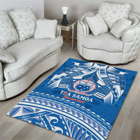 Toa Samoa Rugby Custom Area Rug Uso aso uma Samoan Pattern Blue - Polynesian Pride
